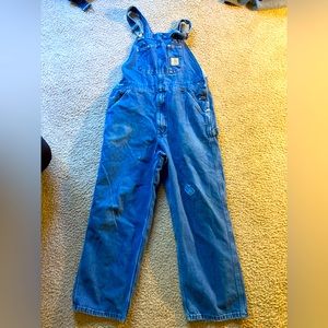 Carhartt Men's Bib Overalls Size 36W 28L - Dark Wash Carpenter Fit